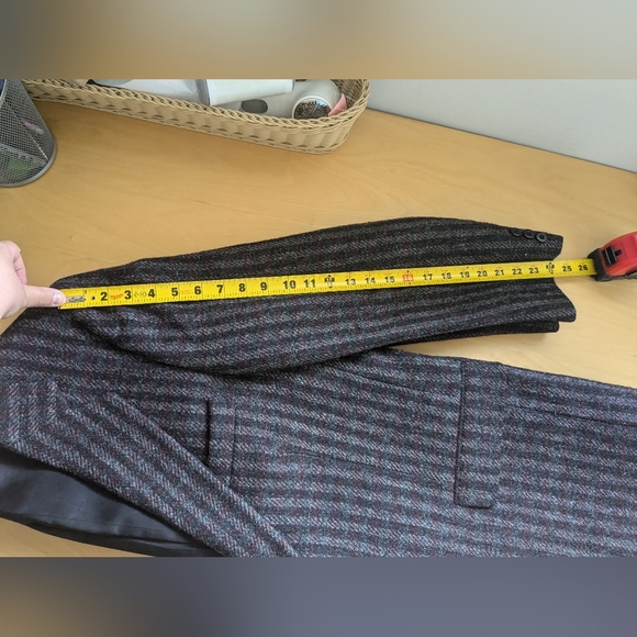 VINTAGE HARRIS TWEED Men Blazer 100% Wool No Size Tag Gray And Red - Picture 13 of 13